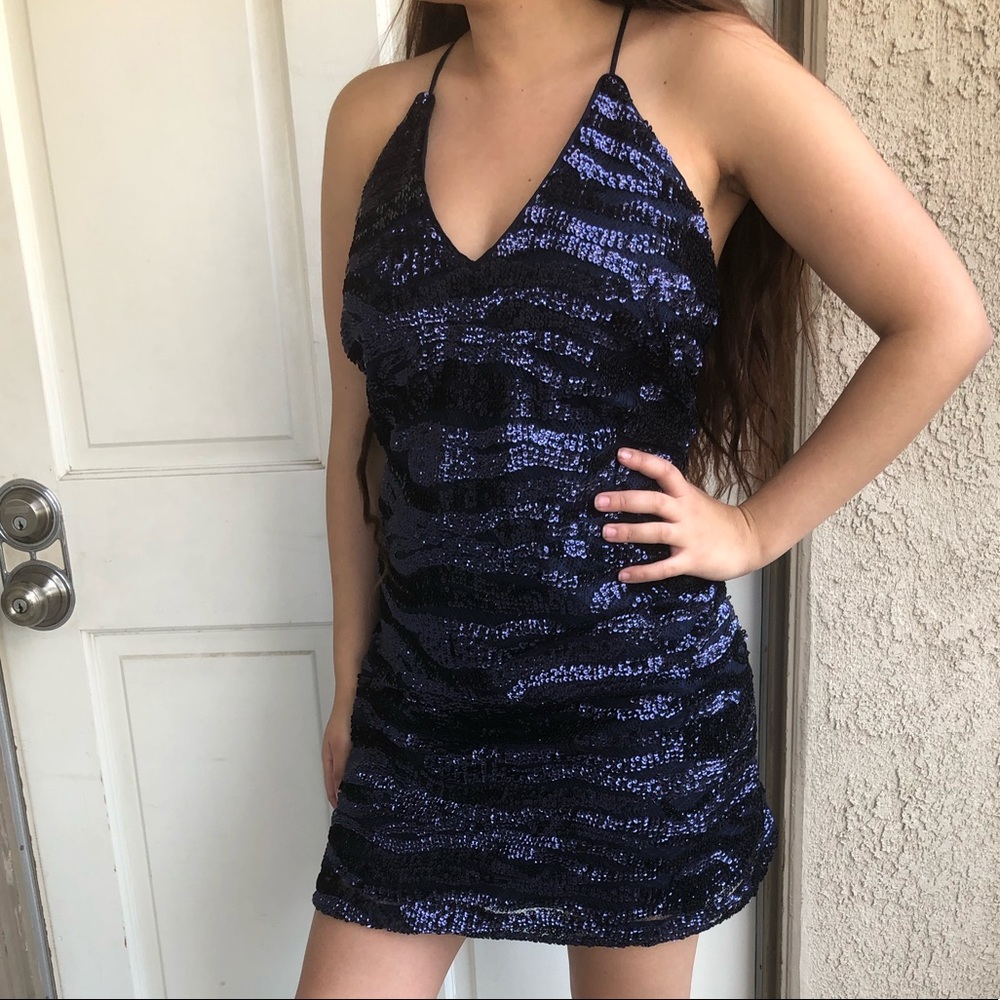 Navy sequin dress
